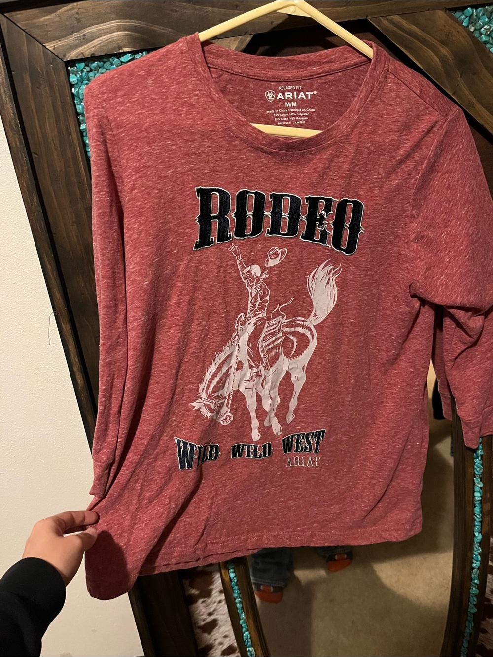 Ariat Heathered Maroon Rodeo Graphic Long Sleeve Shirt